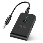 Bluetooth Transmitter for TV PC, 2 in 1 Bluetooth Audio Adapter Music Receiver (3.5mm Jack Cable, Low Latency,Built-in Microphone) Wireless Transmitter for Home Stereo/Car/Airplane/Boat/Gym/MP3/MP4