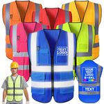 Custom Safety Vest for Men High Visibility Protective Workwear 5 Pockets With Reflective Strip