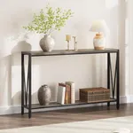 GarveeHome Console Table, 2-Tier Entryway Table with Storage, Narrow Sofa Table with V Design, 43" Industrial Console Table for Entryway, Living Room, Hallway, Foyer, Corridor, Office