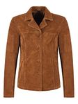 Woman’s Real Tan Suede Leather Classic Blazer Style Box Buttons Jacket Jennifer 8728 (8)