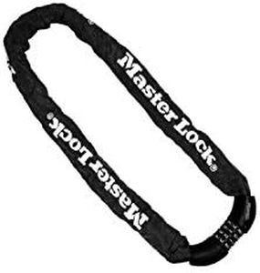 Master Lock Unisex-Adult MASTER LOCK Chaîne Antivol Vélo [Combinaison] [90 cm Chaîne] 8392EURDPRO - Idéal pour les Vélos, Vélos Electriques, VTT et autres, Acier allié, Noir, 90 cm x 8 mm