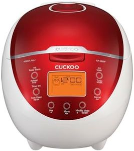 Cuckoo Micom Rice Cooker & Warmer, 6 cups, LCD-Display 11-Menu Options, Turbo, Mixed, and Brown/GABA, Porridge, Steam MultiCook, My Mode, 16-Various Cooking Methods, Red/White