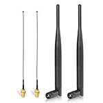 Bingfu External WiFi Antenna RP-SMA Male Aerial Dual Band 2.4GHz 5.8GHz 6dBi 15cm IPEX IPX U.FL to RP-SMA Female Cable (2-Pack) for Intel Fenvi HP DELL Wireless Mini PCI Express PCIE Network Card