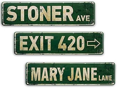Stoner Avenue Street Sign - Vintage Metal Tin 3pcs Set with 4 Holes Mount - Waterproof and Rust-Resistant - Trippy Room Decor for Bedroom, Bar, Office, or Man Cave - Exit 420 Sign, Mary Jane Lane Sign, and Stoner Ave for Room Decor - Cool Stuff for Men's Bedroom - Street Signs with UV Printing - Perfect 420 Decorations and Stoner Accessories(Pack of 3)