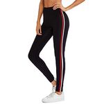 FITG18 Women's Slim Fit Yoga Pants (Fitg18_Red & White_Free Size)