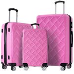 Merax Luggage Sets 3 piece Expandable Lightweight Suitcases With Wheels TSA Lock, Family Travel Luggage for Man and Woman 20" 24" 28", Barbi Pink, 3 Piece(20/24/28)