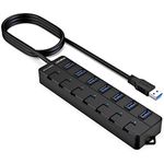 VEMONT USB HUB 3.0, Super Speed 7-Port USB Data Hub with Individual On/Off Switches and Power LED, with 4ft/1.2m Long Cable USB Extension for Laptop、PC Computer and More