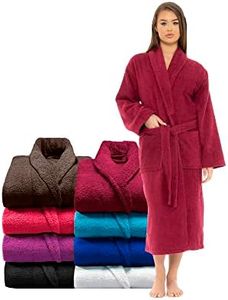 DOZIV Bathrobe - Terry Towelling Robe & Egyptian Towelling Dressing Gown-100% Cotton Spa Shower Robe Women Men UK (UK, Alpha, S, M, Regular, Regular, Wine)