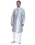 MAG Men's Silver Kurta White Dhoti For Men (RG-1062-40)