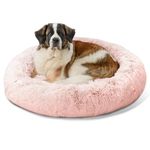 Best Friends by Sheri The Original Calming Donut Cat and Dog Bed in Shag Fur, Machine Washable, Removable Zippered Shell, for Pets up to 150 lbs - Extra Large 45"x45" in Cotton Candy Pink