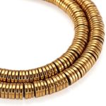 Cheriswelry 370pcs 6x1mm Flat Round Metal Heishi Beads Spacer Gold Plated Hematite Beads Friendship Bracelet Boho Beads Flat Disc Coin Loose Beads for Surfer Bohemian Jewelry Making Supplies