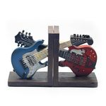 Vintage Guitar Bookends Vintage Music Book Ends Decorative Guitar Deluxe Heavy Duty Bookends for Farmhouse Office Study for Music Enthusiast