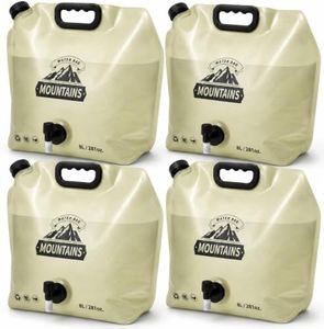 MIAJO Collapsible Water Container Portable Water Jug with Spigot for Camping, Foldable Hiking Gear, Leakproof Liquid Carrier for Hiking, Travel, Emergency Preparedness, Outdoor Use (4 Pack 2 Gallon)