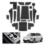 [UK RHD] GAFAT Hyunda-i Kona Electric EV 2019-2022 2023 Non-Slip Mats, Kona EV UK Rubber Mats, Centre Console Drink Holder Mats, Storage Box Mats, Door Seam Mats [Not for S X 2 2024+] (White)