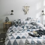 VClife Geometric Bedding Sets Chic Teens Full Bedding Duvet Cover Sets Luxury Gray Comforter Cover Sets, Zipper Closure & Corner Ties, 3 PCS Bed Sets (1 Duvet Cover and 2 Pillow Shams), Queen