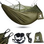 Kiaitre Camping Hammock with Mosquito Net - 210T Quick-drying Parachute Nylon Lightweight Portable Travel Hammock for Outdoor, Backpacking, Camping, Hiking and Beach Adventure