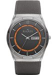 Skagen Watch for Men Melbye Titanium, Three Hand Day-Date Movement, 40 mm Charcoal Titanium Case with a Stainless Steel Mesh Strap, SKW6007