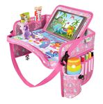 ECOFANTASY Kids Travel Tray for Car Seat, Car Tray Table for Kids with Tablet Holder, Dry-Wipe Board, Cup Holder & Storage Pockets, Car Seat Tray for Toddler Travel, Road Trips & Plane (UNICORN)
