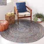 VANU Jute Round Rug - Braided Reversible Rug for Living Room Bedroom Jute Cotton Braided Reversible Rug (A9, 4x4 feet Carpet/Rug)