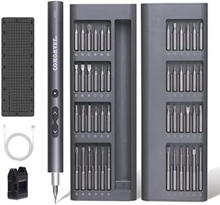 COMOWARE Mini Electric Screwdriver-50 in 1 Precision Small Electric Screwdriver Set for PC Building with LED Light & 48 bits, Magnetizer, Magnetic Mat, Handy Repair Tool for Phone Watch Camera