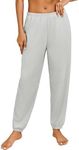 Ekouaer Womens Fuzzy Pajama Pants Soft Fleece Pj Pants Warm Comfy Lounge Pants Sleepwear Bottoms Joggers with Pockets Light Grey XL