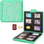 Game Card Case for Nintendo Switch,Portable & Thin Hard Shell Box, Protective Shockproof Cartridge Holder Carrying Storage Cases Box with 12 Card Slots for Switch Lite NS NX (Green Leaf)