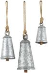 Deco 79 Rustic Metal Cowbell Decorative Bells, 12", 15", 20"H, Silver