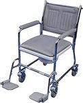 Aidapt Wheeled Mobile Commode Over Toilet Chair with Padded Back, Drop Down Arm Supports, Locking Castors, Large Removable Bucket and Swing Up Foot Rests Flat Packed Aid