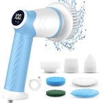 Electric Spin Scrubber cordless,IPX7 Waterproof Electric Cleaning Brush with 7 Replacement Heads, Intelligent 2 Speed Shifting,Electric Scrubber for Bathroom,Kitchen,Tile,Garden,Floor/car