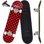 ANYFUN Pro Complete Skateboards for Beginners Girls Boys Kids Youths Teens Adults 31"x8" Skate Boards 7 Layers Canadian Maple Double Kick Deck Concave Longboard (Red)