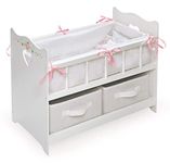 Badger Basket White Rose Doll Crib with Two Baskets (fits American Girl dolls)