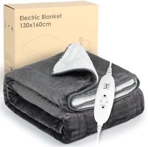Lyssiefeel Electric Heated Blanket Throw,Flannel+Sherpa fleece Heated Blanket,4 Heat Settings, 4 Timer Settings,160 X 130cm