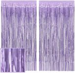 xo, Fetti Party Decorations Matte Purple Fringe Foil Curtain - Set of 2 | Bachelorette Bridal Shower Backdrop, Wedding, Birthday Photo Booth