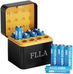 Flla 12 Slot Rechargeable AA Lithium Batteries 4255mWh 1.5V with USB-C Fast Charger & Storage Box, Constant Output, 2000+ Cycle for Doorbell Cameras, Game Controllers