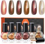 Modelones Nail Polish Set 6 Colors Autumn Holographic Brown Nail Polish Quick Dry Nail Varnish Finger Gold Sparkle Rose Gold Nail Polish Manicure Diy Nail Art Salon Home For Women