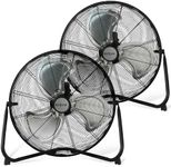 Hurricane Pro 20 Inch Aluminum High Velocity Heavy Duty Metal Floor Blade Fan with 3 Customizable Speed Settings and Adjustable Tilt, 2-Pack, Black