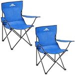 Vivo Technologies Set of 2 Camping Chair Lightweight Folding,Portable Chairs for Outdoors with Cup Holder,Durable Arm Chair for the Beach, Lawn, Camp, Fishing Trip Garden and BBQs Blue