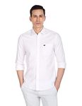 Arrow Men's Solid Full Sleeve Slim Fit Point Collar Acrylic Casual Shirt White