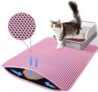 Petinstinct Cat Litter Mat, 24x18 Inches Large Honeycomb Double Layer Cat Litter Trapping Mat, Non Slip Waterproof Urine Proof Cat Litter Box Mat, Kitten Supplies and Essentials, Pink