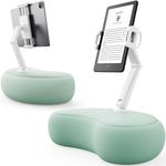 SAIJI Tablet Kindle Stand Pillow, Compatible with 4.7”-15.6” Kindles, Phones, Tablets, Portable Monitors, 360° Adjustable Tablet Holder for Bed with Flexible Dual Axis Arm and Microbead Cushion (Cyan)