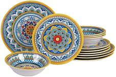 Certified International Portofino 12 Piece Melamine Dinnerware Set, Service for 4, Multi Colored