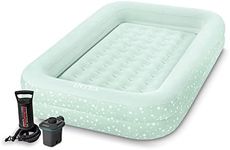 Intex Kids Travel Air Mattress Inflatable Bed Set with Raised Sides and 120V Electric Quick Fill Air Pump with 3 Interconnected Nozzles