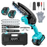 SINPY Mini Chainsaw Cordless 8000mAh 6-Inch Portable Electric Chainsaws with 2 Chains Small Chain Saws Handheld for Wood/Tree Cutting, Gardening Gift for Dad Husband Women Men