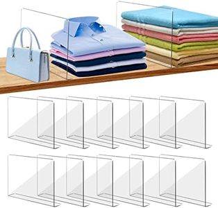 OKPOW Shelf Dividers for Closet Organization: 12 Pack Durable Clear Acrylic Divider Organizer for Shelves - Vertical Adjustable Shelving Separators for Clothing Purse