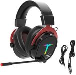 Wireless & Wired Gaming Headset, Bluetooth Gaming Headset with Microphone, Bluetooth Headphones Over Ear 600mAh with Comfortable Headband for Travel Work Gaming