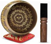 Tibetan Singing Bowl Set - 4" Easy To Play Authentic Handmade For Meditation Sound 7 Chakra Healing By Himalayan Bazaar (Black & Red)
