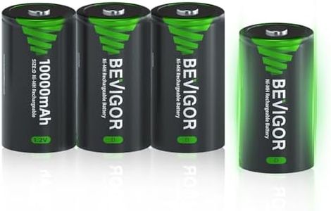 BEVIGOR Rechargeable D Batteries, High Capacity 10000mAh NiMH D Cell Batteries, Low Self Discharge D Batteries 4 Count