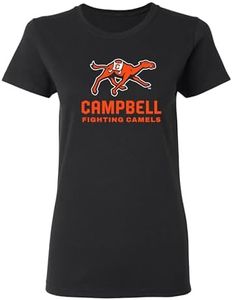 NCAA Primary Logo, Team Color Womens T Shirt, College, University, Campbell University Fighting Camels Black, Medium