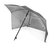 Sport-Brella Ultra SPF 50+ Angled Shade Canopy Umbrella for Optimum Sight Lines at Sports Events (8-Foot), Light Grey