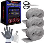 MAPORCH Steel Wool for Mice Control - 3 Pack, 3.2"x7.5 ft Wool, Gap Filler for Home & Garage, DIY Bundle with Gloves & Scissors